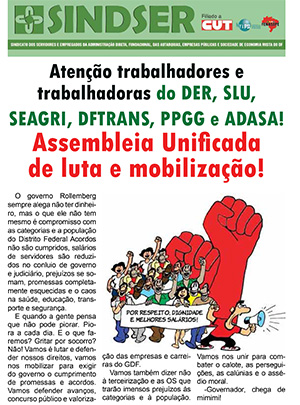 JORNAL UNIFICADO trabalhadoras do DER, SLU, SEAGRI, DFTRANS, PPGG e ADASA