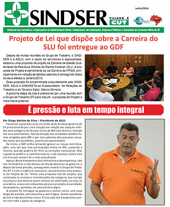 Jornal SINDSER – Projeto de Lei SLU – Maio / 2016
