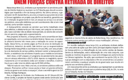 Sindicatos dos Servidores Públicos do DF unem forças contra retirada de direitos